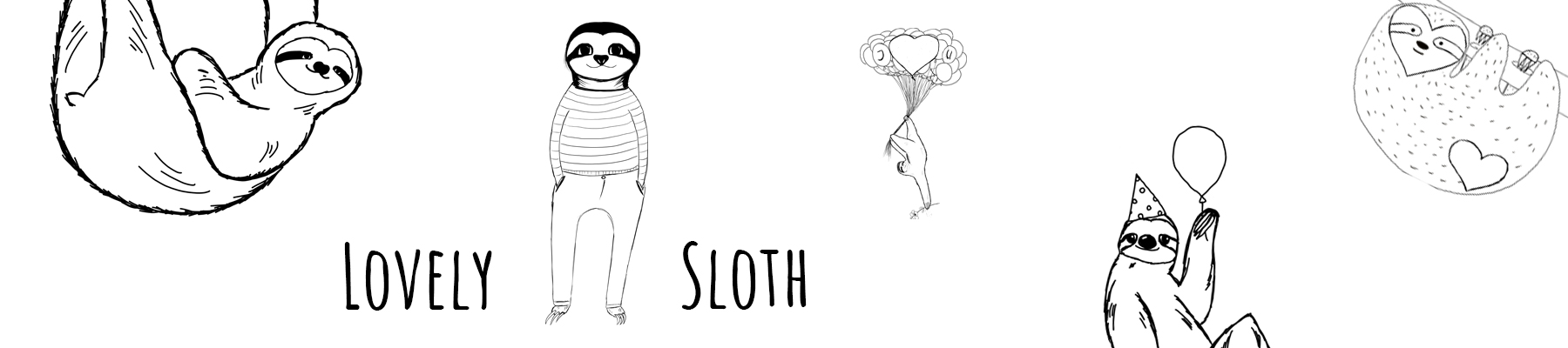 Lovely Sloth Headerbild schwarz weiss