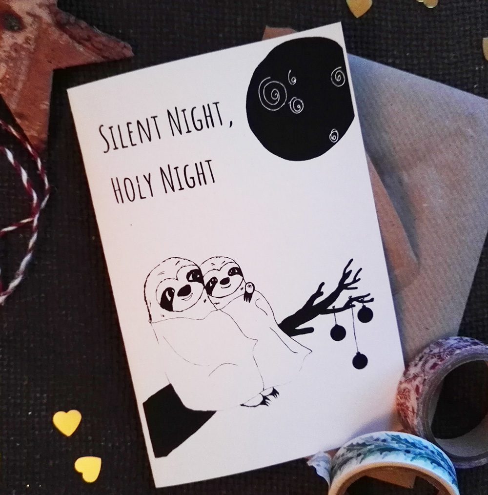 Silent Night Weihnachtskarte mit Briefumschlag